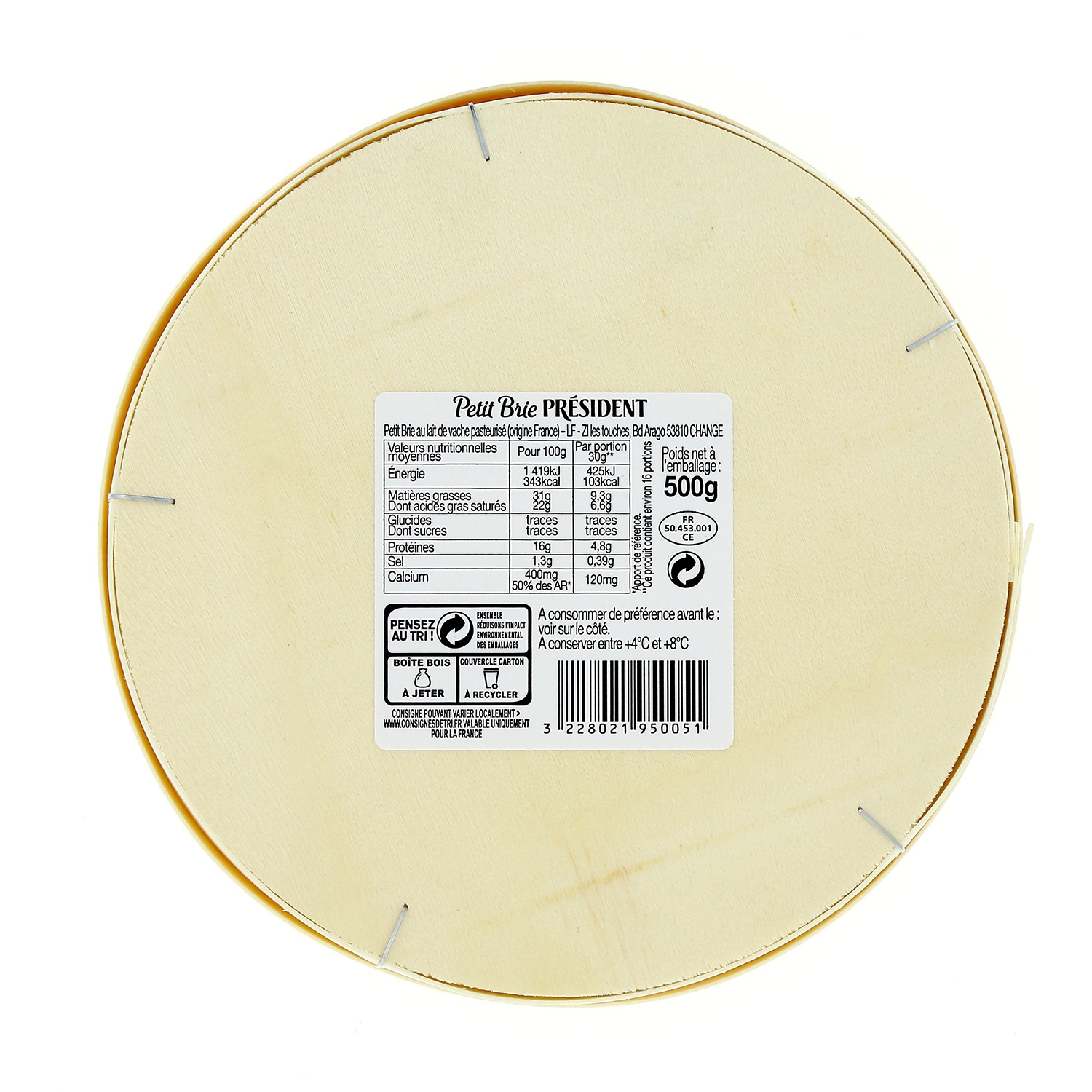Fromage Petit Brie PRESIDENT la boîte de 500g – Image 3