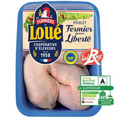 Cuisses de poulet blanc Label Rouge FERMIERS DE LOUE la barquette de 3 - 900 g