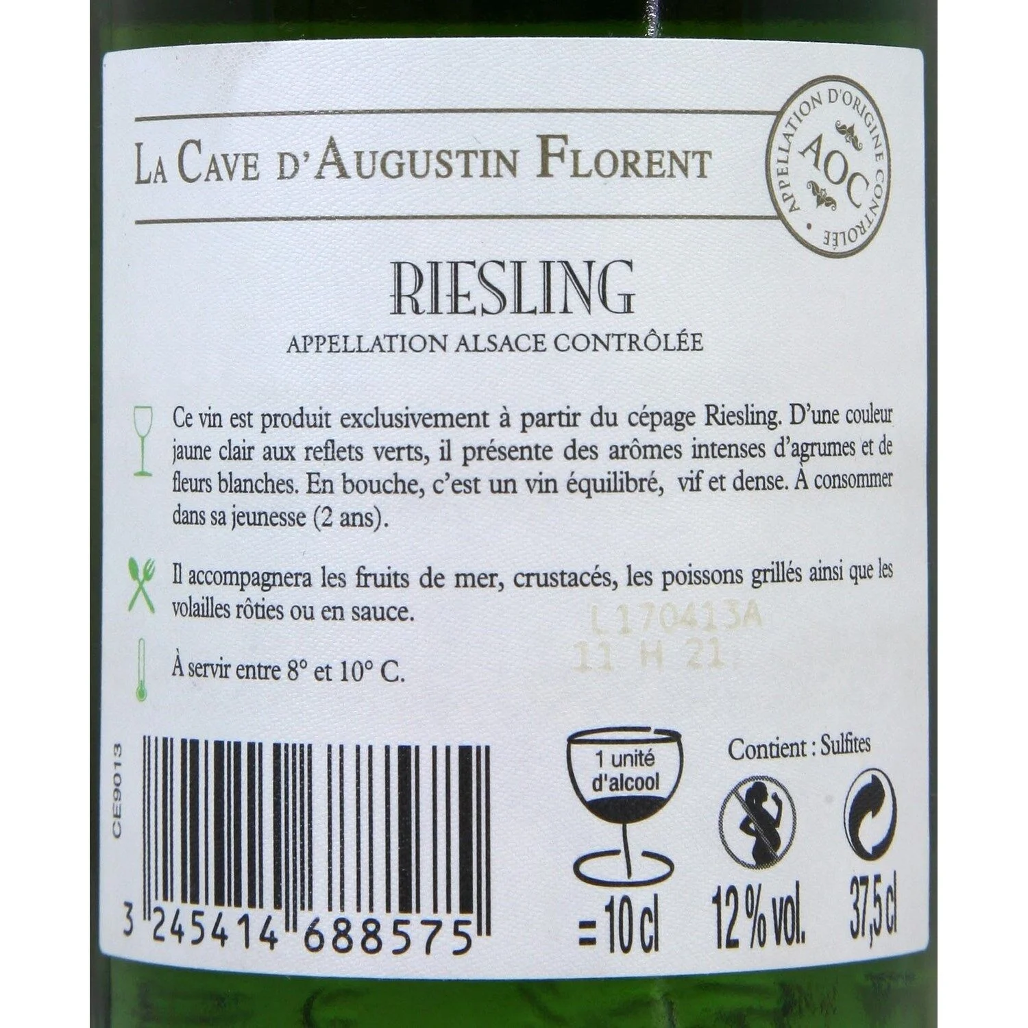 Vin Blanc A.O.P. Alsace Riesling LA CAVE D'AUGUSTIN FLORENT – Image 2
